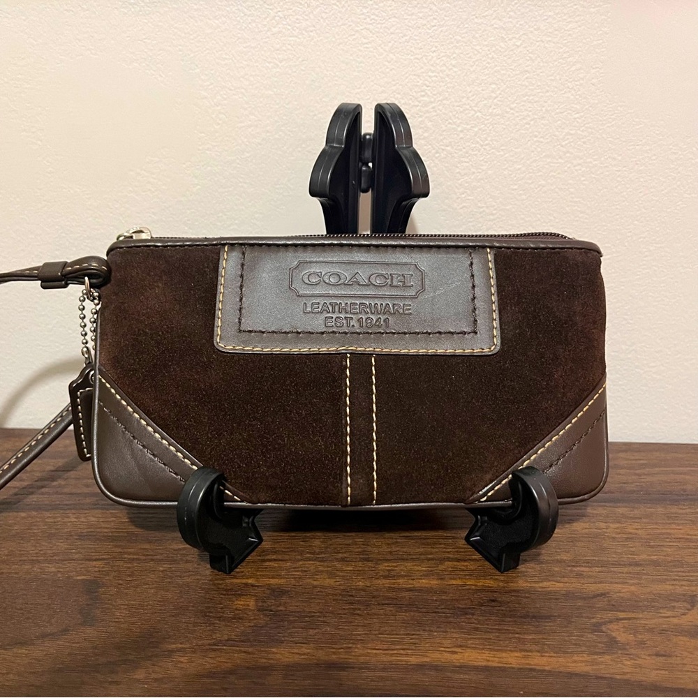 Vintage Coach Y2K suede wristlet
